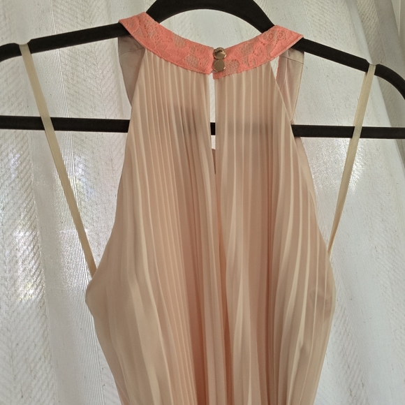 Ted Baker London Pleated Lace Trim Maxi Dress, Peach & Bright Orange - Picture 8 of 9